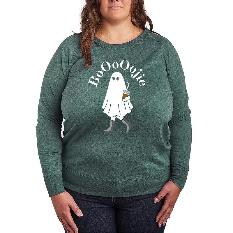 Plus Size Boojie Ghost Lightweight French Terry Sweatshirt, Womens Grey Blue Product Image