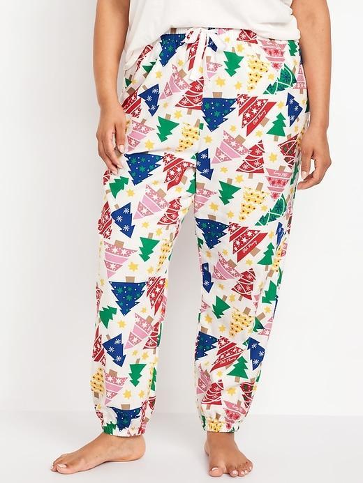 High-Waisted Flannel Pajama Joggers Product Image