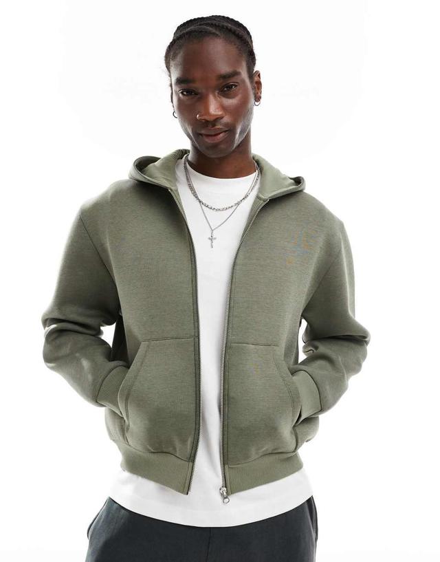 ASOS DESIGN heavyweight boxy scuba hoodie in khaki Product Image