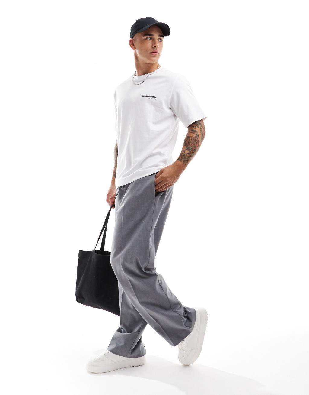 Jack & Jones oversized core back print t-shirt in white Product Image