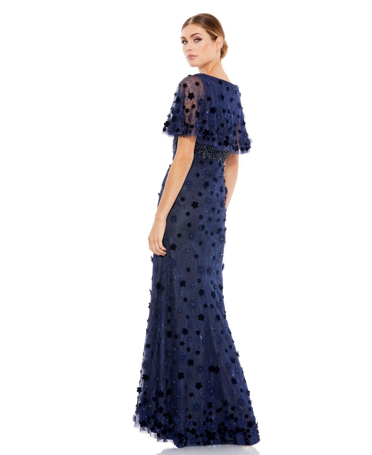 Womens Floral Embellished V-Neck Gown Product Image