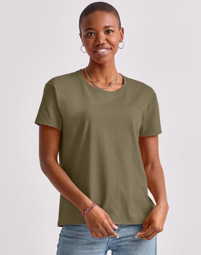 Hanes Essentials Womens Cotton T-Shirt, Oversized Fit Light Steel S Product Image