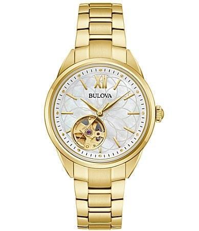 Bulova Classic Sutton Womens Automatic Gold Tone Stainless Steel Bracelet Watch 97l172, One Size Product Image