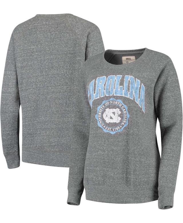 Womens Pressbox Heathered Gray North Carolina Tar Heels Edith Vintage Knobi Pullover Sweatshirt Product Image