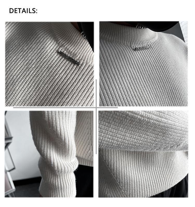 Mock Neck Plain Sweater Product Image