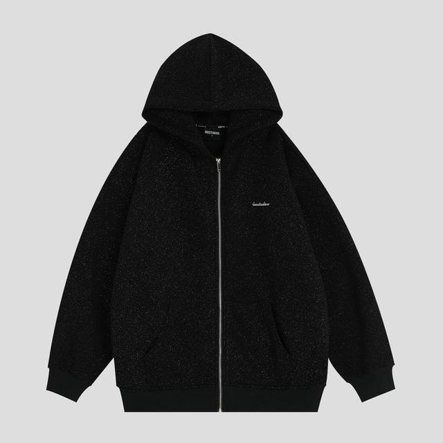 Lettering Hooded Zip-Up Jacket Product Image