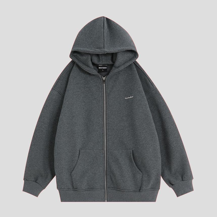 Lettering Hooded Zip-Up Jacket Product Image