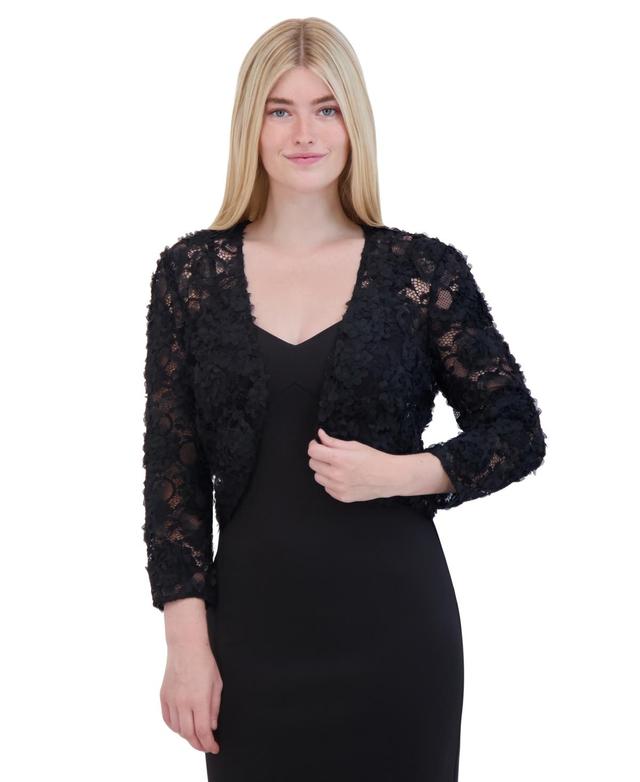 Eliza J Womens 3/4-Sleeve Lace Cropped Jacket Product Image