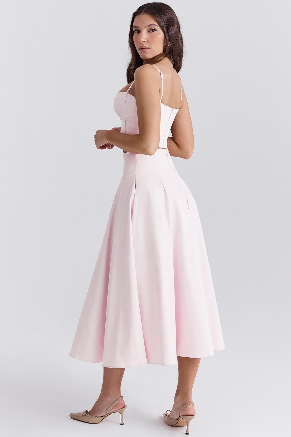 Rita Ballerina Pink A-Line Midi Skirt Product Image