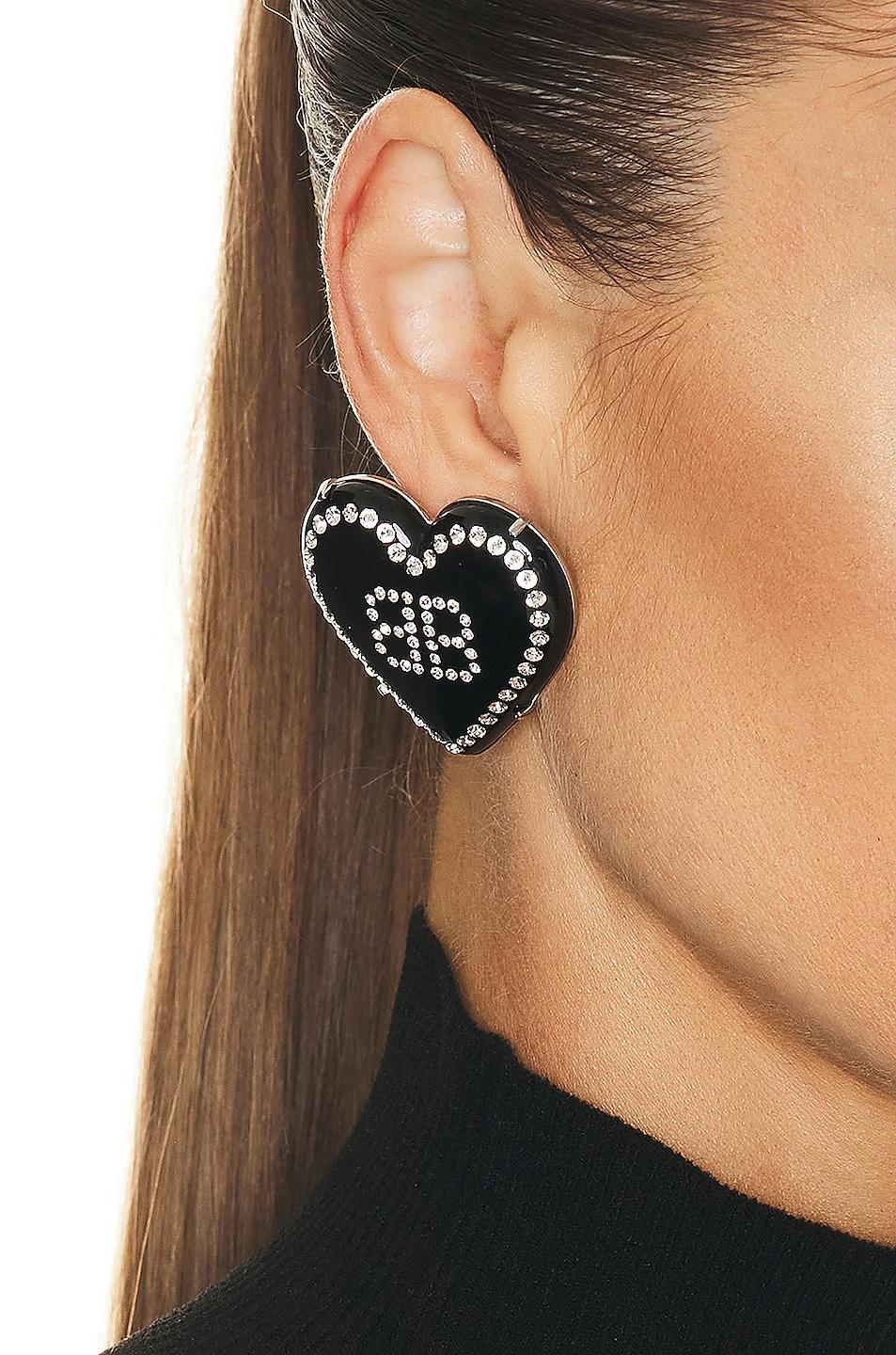 Balenciaga Crush 2.0 Earrings in Black  Silver  & Crystal - Black. Size all. Product Image