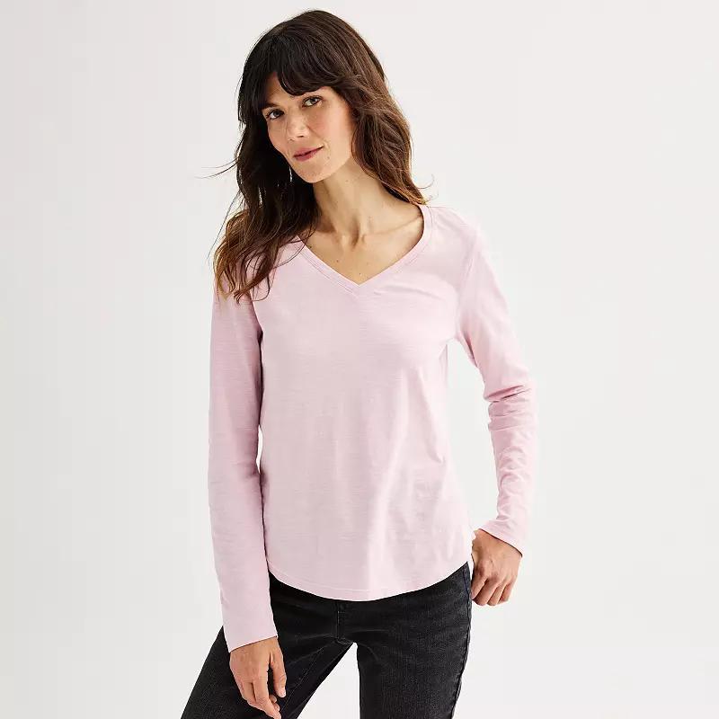 Womens Sonoma Goods For Life Everyday Long Sleeve V-Neck Tee Product Image