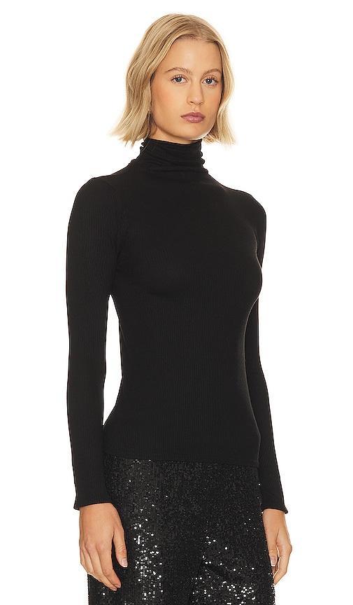 Enza Costa Silk Cashmere Rib Slim Long Sleeve Turtleneck Top Grey. (also in ). Product Image