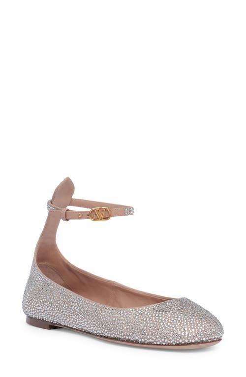 Valentino Garavani Tan-Go Crystal Embellished Ankle Strap Ballet Flat Product Image