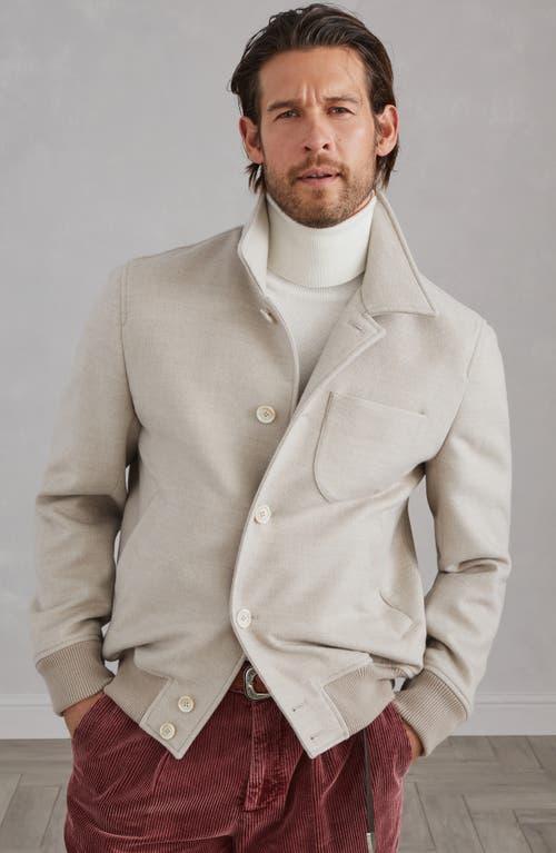 BRUNELLO CUCINELLI Long-sleeve Wool Shirt Jacket In Sand Product Image