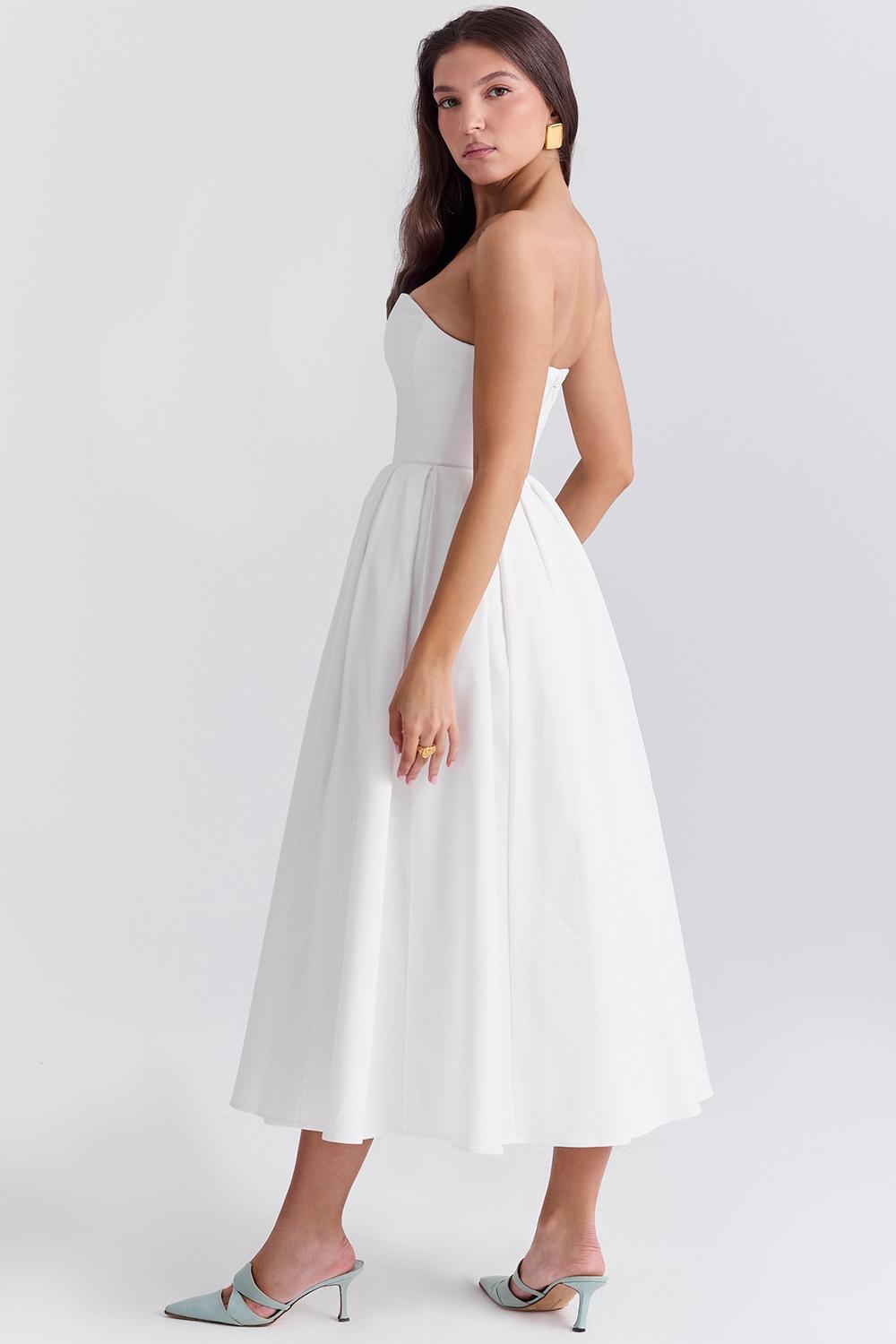 Audrey White Strapless Midi Sundress Product Image