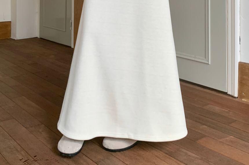 High Waist Plain Maxi A-Line Skirt Product Image