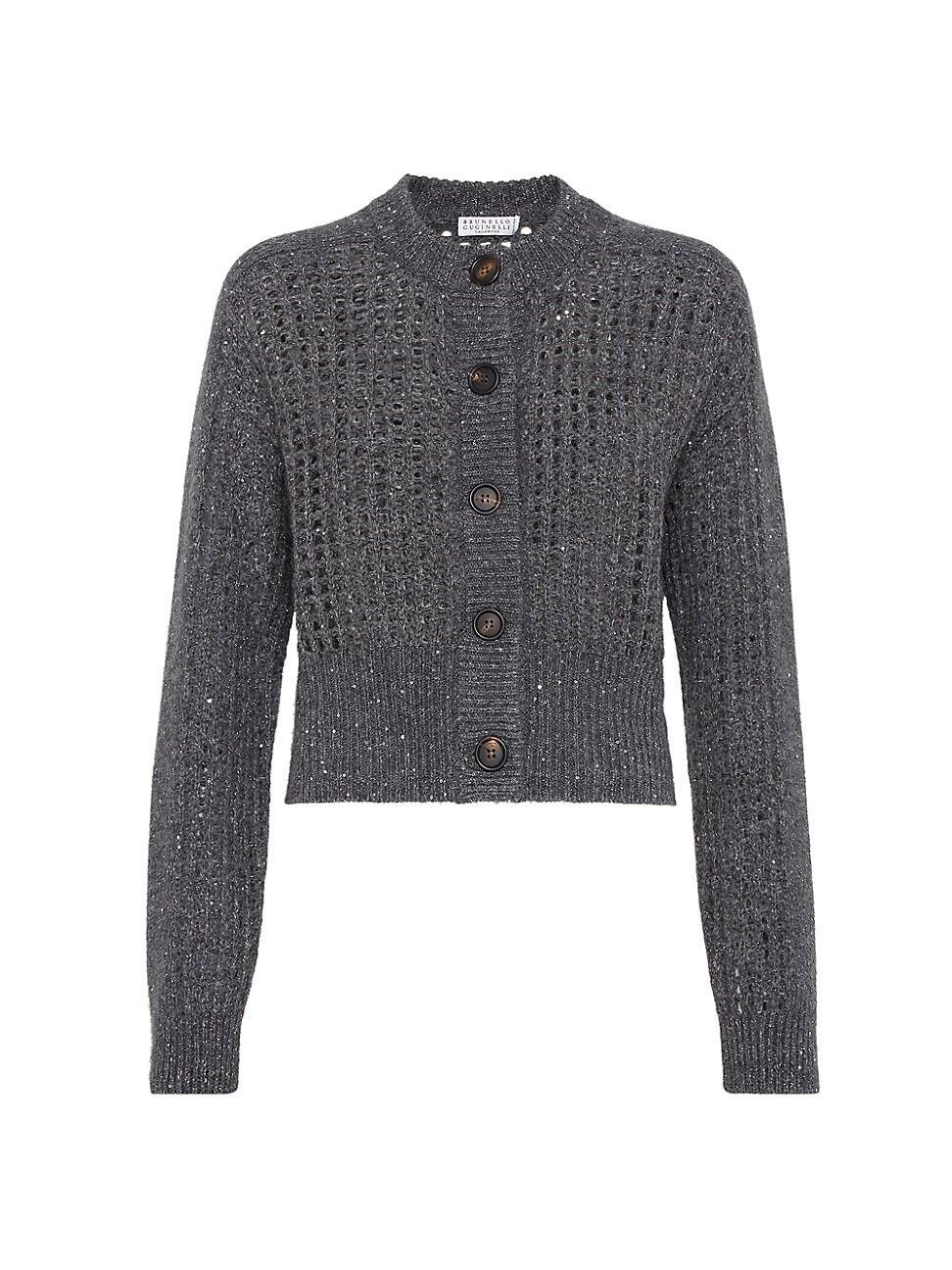 Womens Wool, Cashmere And Mohair Sparkling Net Cardigan Product Image