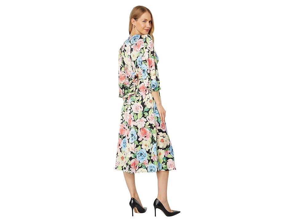 Maggy London Floral Print Tie Back A-Line Dress Pink) Women's Dress Product Image