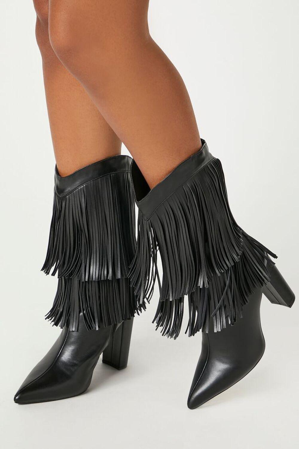 Fringe Block Heel Boots | Forever 21 Product Image