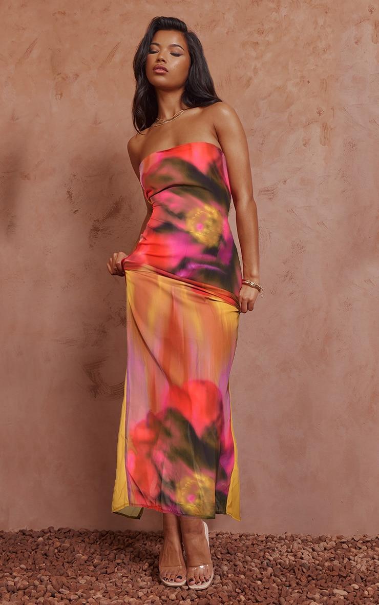 Multi Oversized Chiffon Floral Print Bandeau Maxi Dress product image