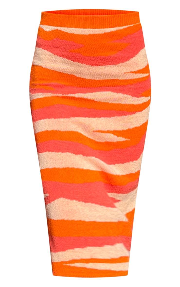 Orange Knitted Midaxi Skirt Product Image