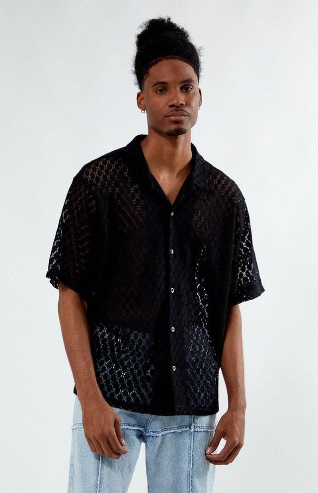 Men's Lace Oversized Camp Shirt - Product Image