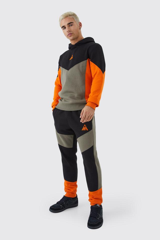 Man Slim Fit Colour Block Hooded Tracksuit | boohooMAN USA Product Image