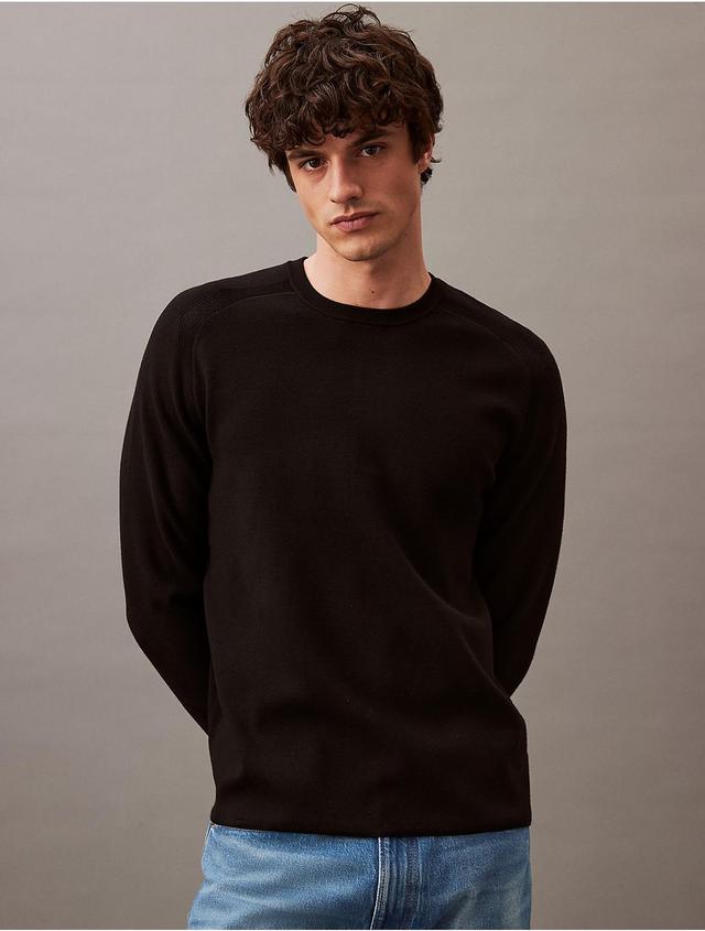 Calvin Klein Mens Tech Knit Crewneck Sweater - Black - XS Product Image