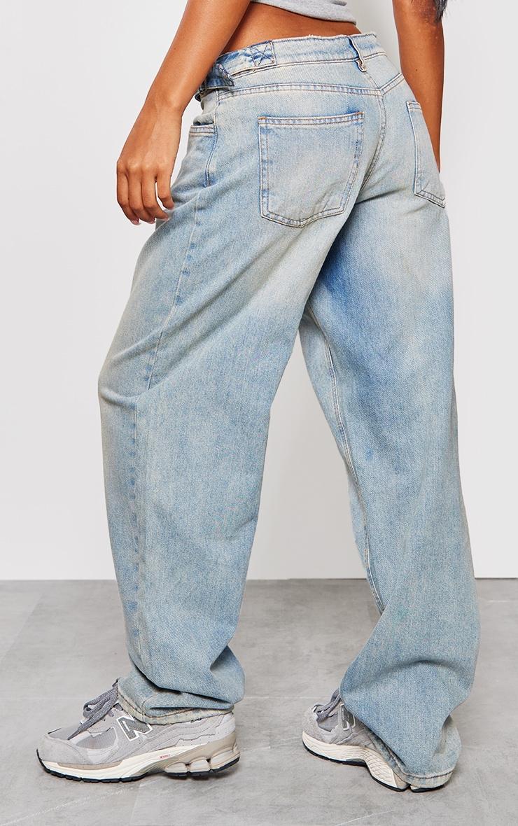 Vintage Wash Adjustable Cinched Side Boyfriend Jeans Product Image