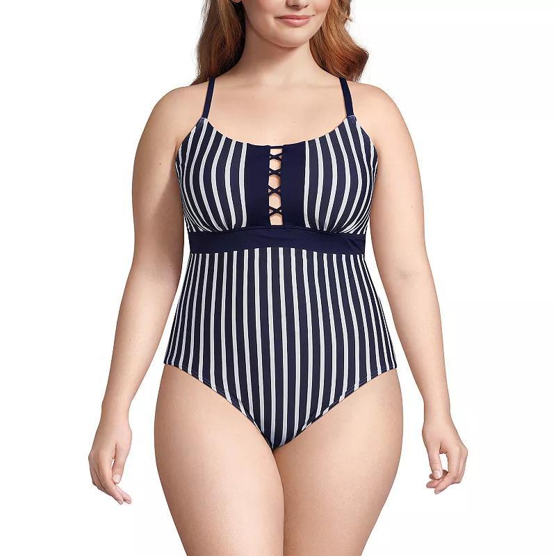 Lands End Womens Chlorine Resistant Lace Up One Piece Swimsuit Product Image