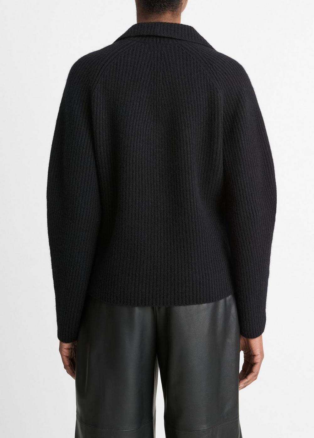 Leather-Trim Wool-Cashmere Polo Sweater Product Image