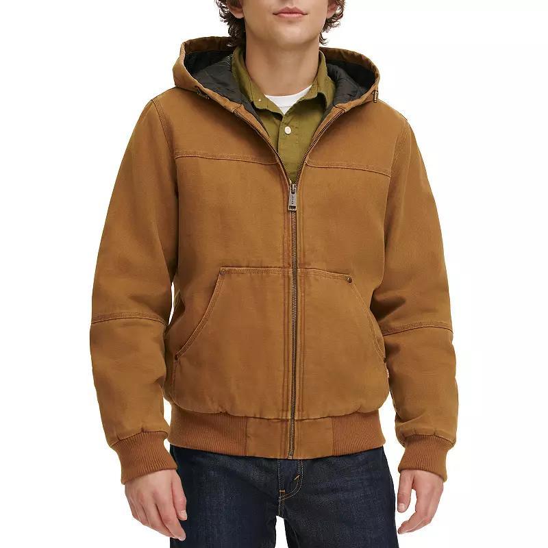 Mens Levis Canvas Workwear Hooded Bomber Jacket Green Product Image