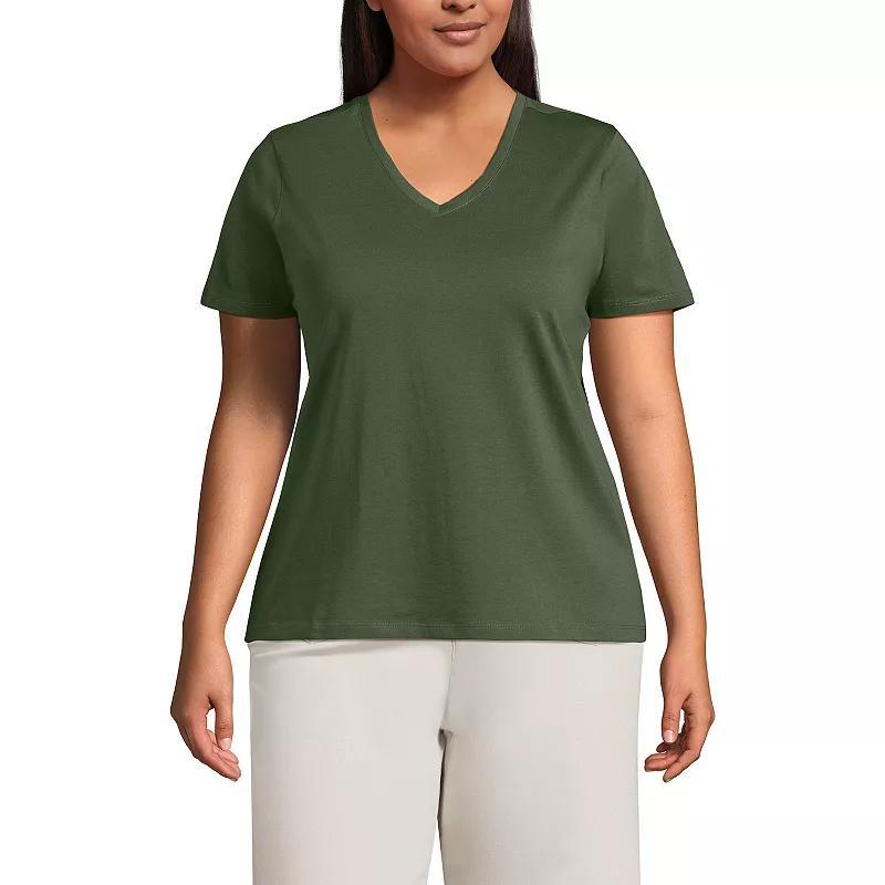 Plus Size Lands End Relaxed-Fit Supima Cotton V-Neck Tee, Womens Soft Brown Product Image