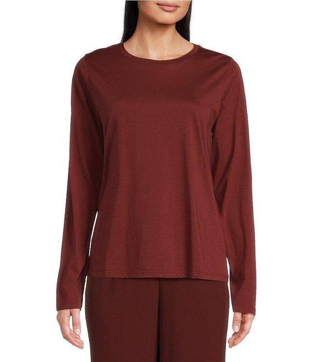 Eileen Fisher Organic Pima Cotton Jersey Crew Neck Long Sleeve Tee Shirt Product Image