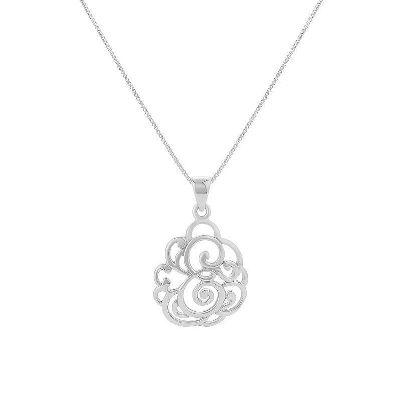 PRIMROSE Sterling Silver Monogram Initial Pendant Necklace, Womens Grey Product Image