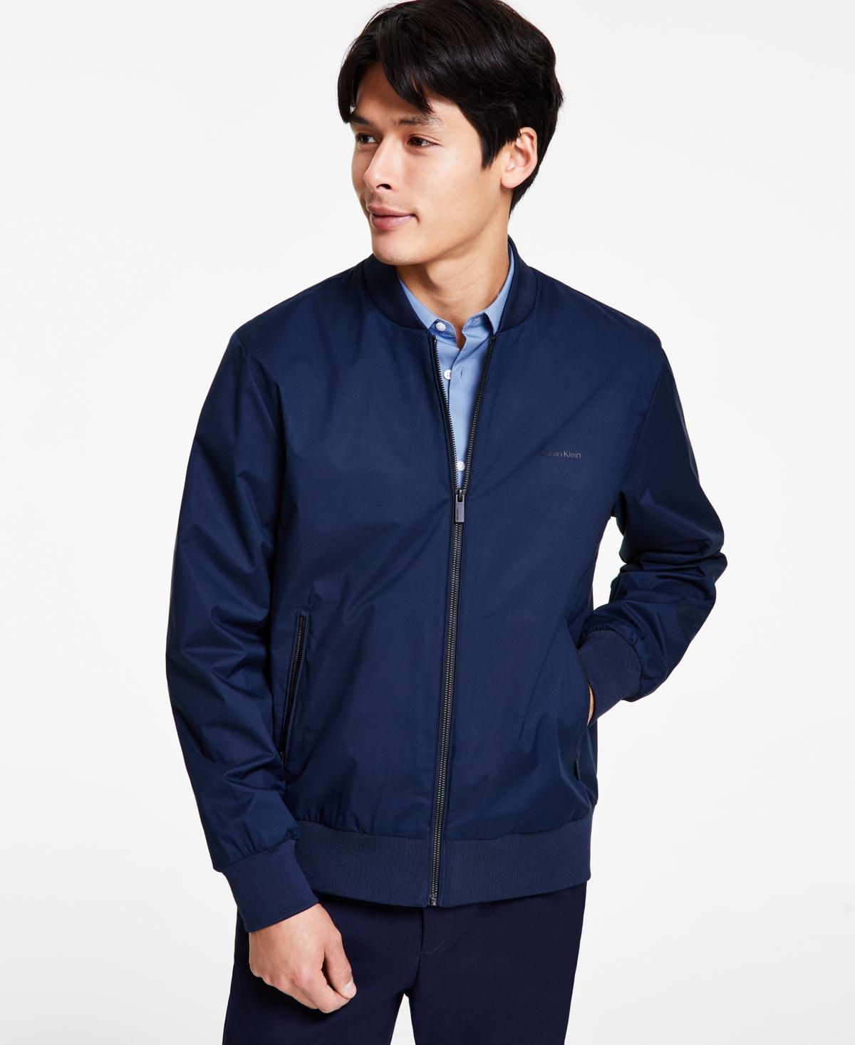 Calvin Klein Mens Logo-Print Matte Bomber Jacket Product Image