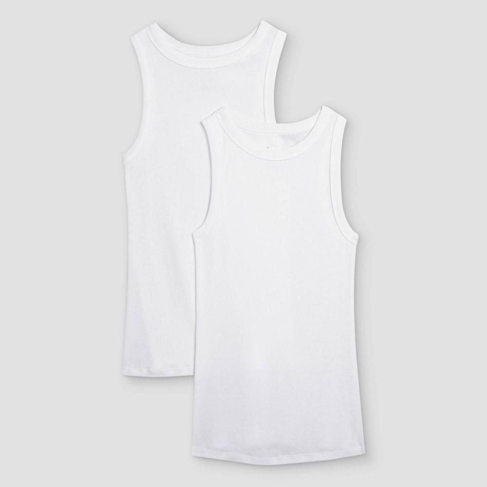 Womens Slim Fit Ribbed 2pk Bundle Tank Top - A New Day Black/White 4X Product Image