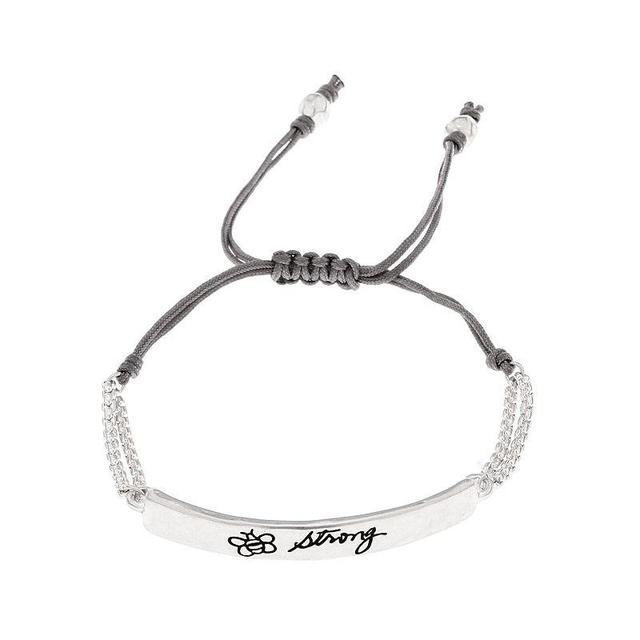 Bella Uno Silver Tone BEE Strong Adjustable Cord Bracelet, Womens Product Image