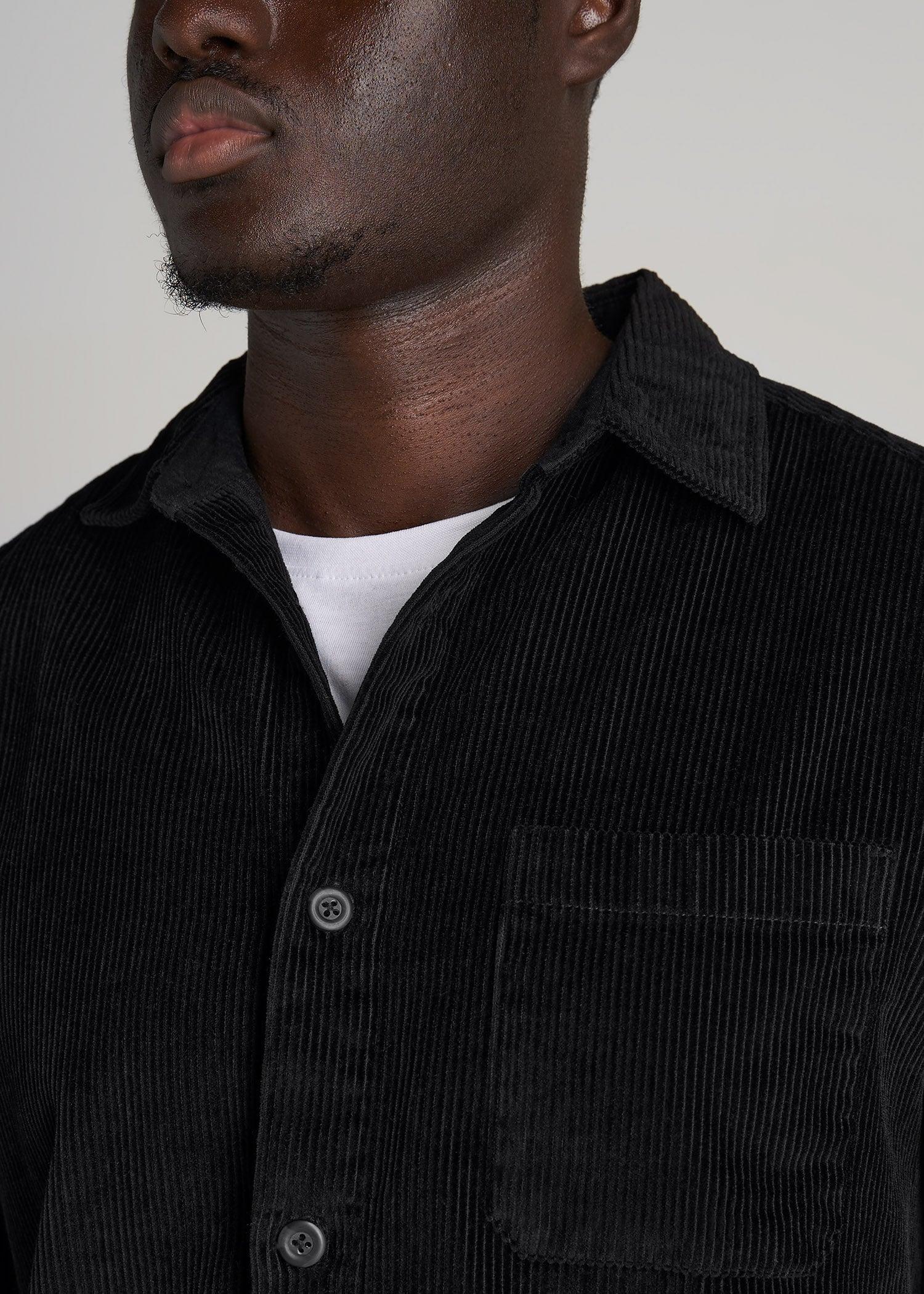 LJ&S Corduroy Overshirt for Tall Men in Black Male Product Image