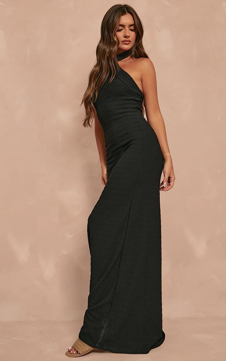 Black Halterneck Textured Maxi Dress Product Image