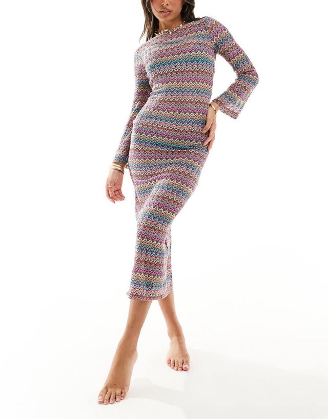 Accessorize zig zag maxi beach cover up in multi Product Image