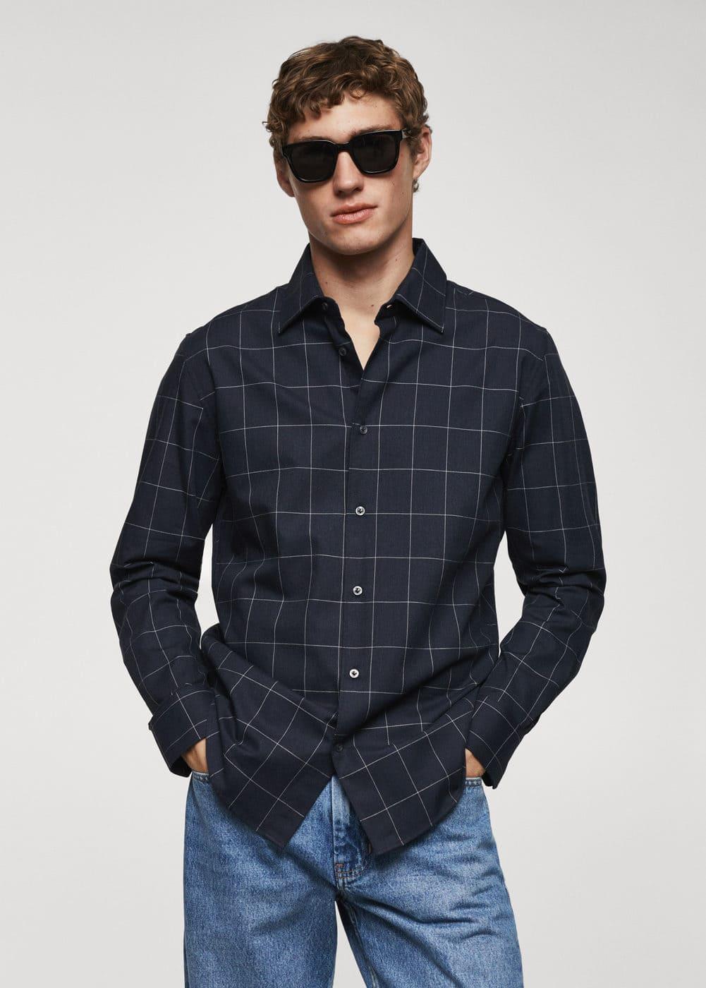 Mango Mens Check Flannel Cotton Shirt Product Image