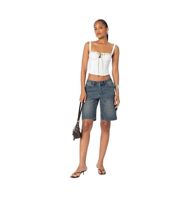 Edikted Womens Carpenter denim bermuda shorts Product Image