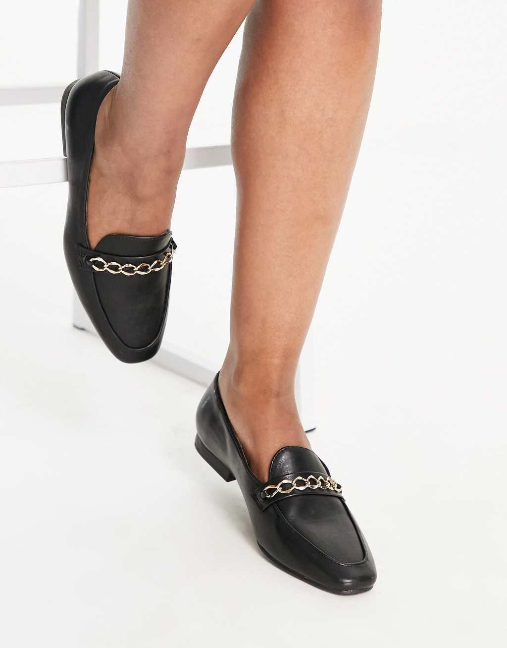 ASOS DESIGN Wide Fit Mingle chain loafers Product Image