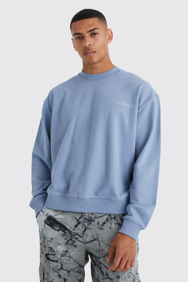 Mens Blue Oversized Boxy Loopback Sweatshirt, Blue Product Image