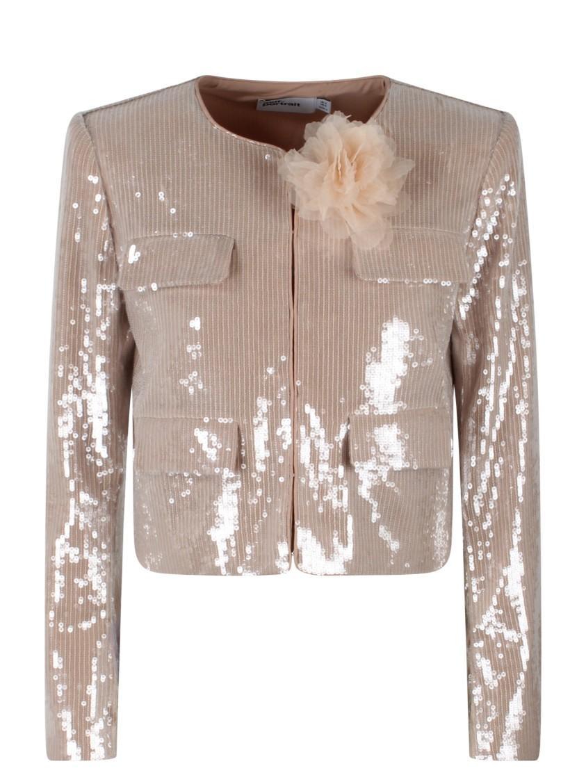 Champagne Sequin Jacket In Neutrals Product Image