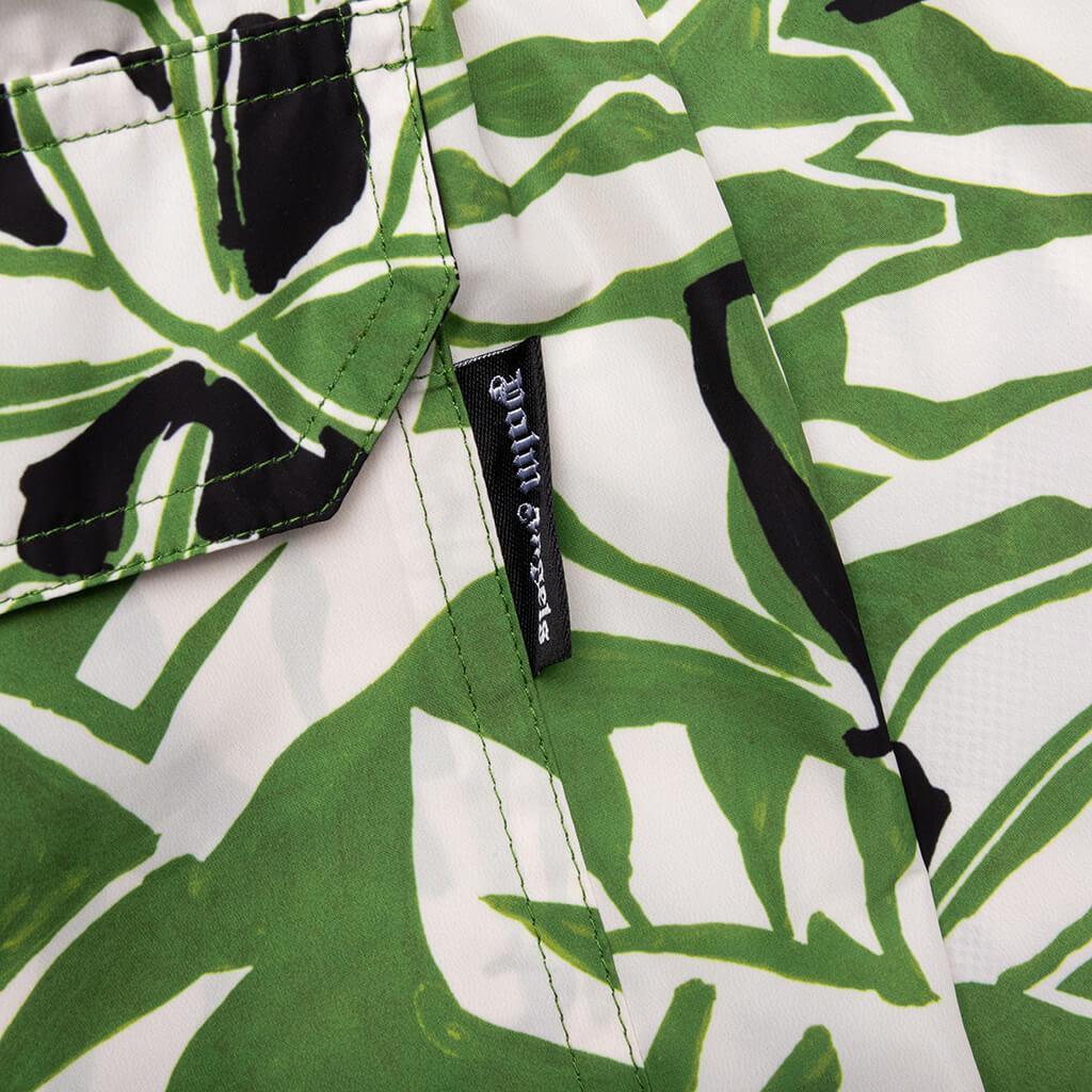 Macro Hibiscus Swim Shorts - Green/White Male Product Image