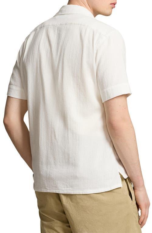 Classic Fit Textured Camp Shirt In White Product Image