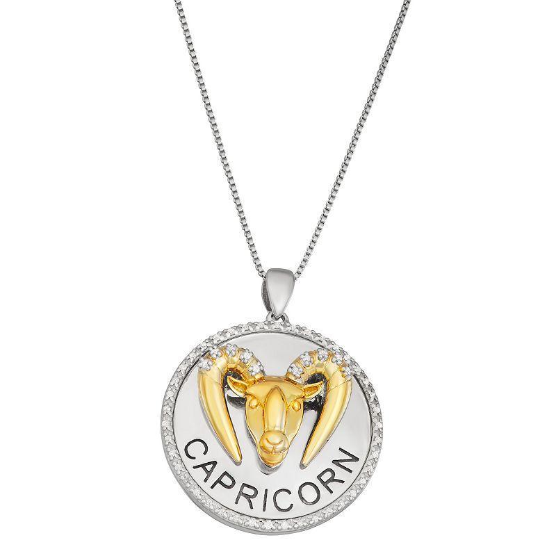 Jewelexcess 1/6 Carat T.W. Diamond Two-Tone Sterling Silver Zodiac Pendant Necklace, Womens Gemini Product Image