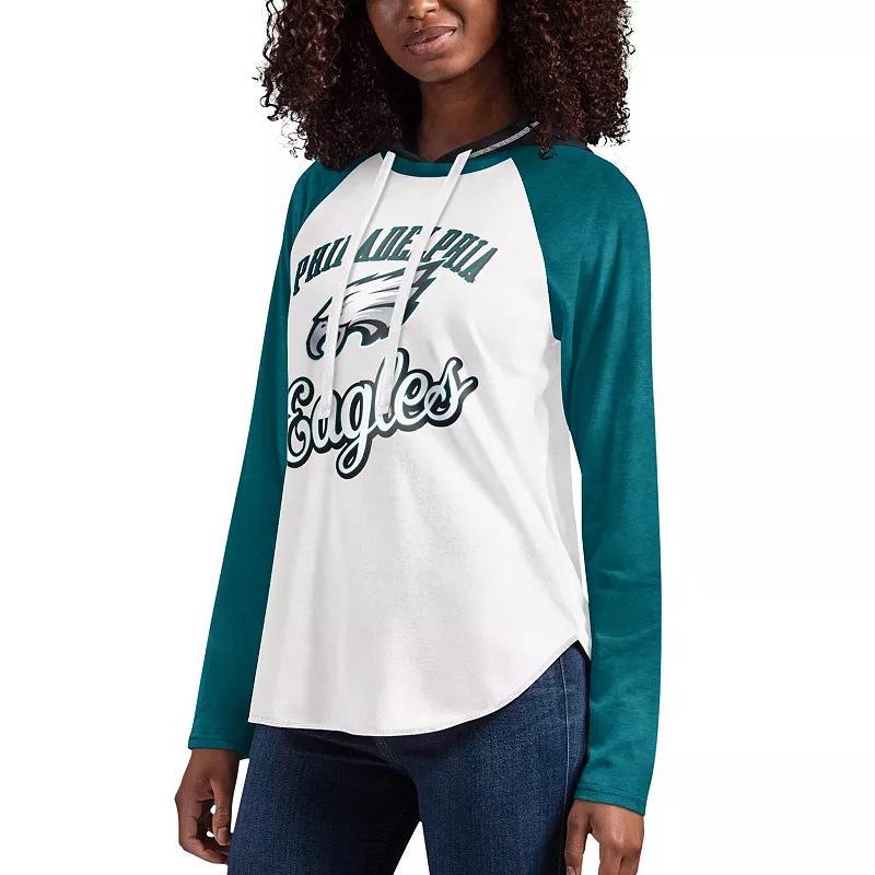 Womens G-III 4Her by Carl Banks White Philadelphia Eagles MVP Raglan Hooded Long Sleeve T-Shirt Product Image